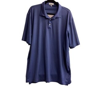Peter Millar Summer Comfort Polo Shirt Golf Athletic‎ Blue Salmon Geo Pattern XL